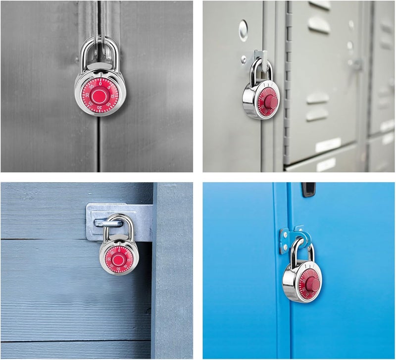 HZSY Combination Padlock 1 Pack, Fixed Dial Combination Padlock with Different Combinations, 2 in. Wide. Red Turntable, Lock for Gym & Locker, School, Toolbox, and More - Image 5
